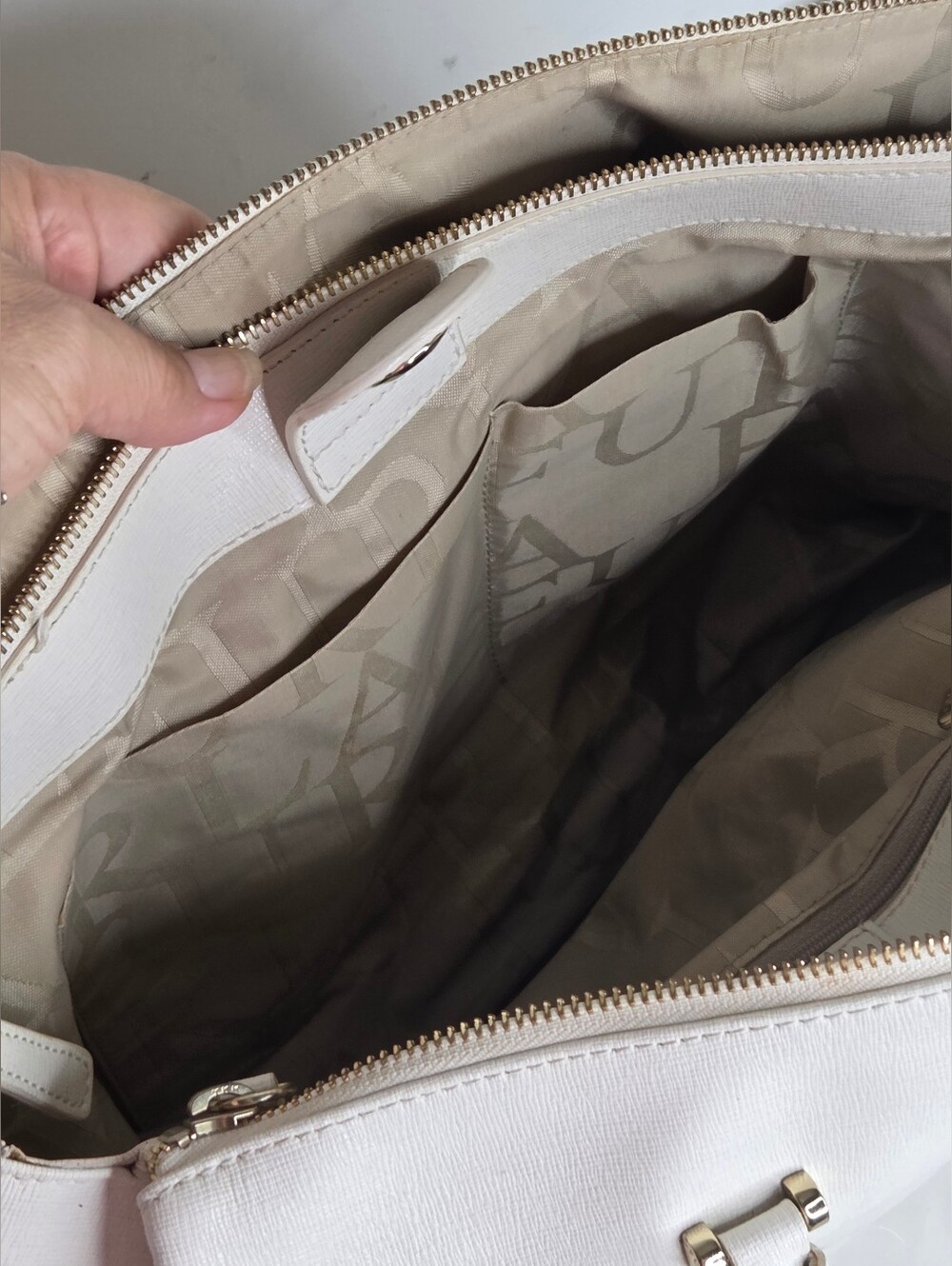 Furla Ivory Top-Handle Tote with Gold Accents - Picture 7 of 14